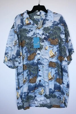 Roundtree & Yorke Caribbean Men's Short-Sleeve Shirt XL Tropical Trees Water NWT - Image 1 of 4