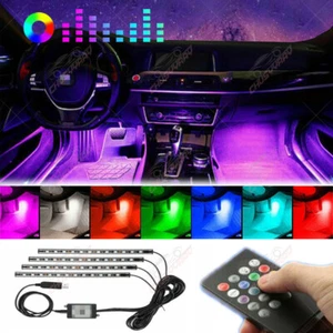 RGB-LED Glow Car Interior Lamp Under Dash Footwell Seats USB Inside Lighting Bar - Picture 1 of 6