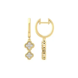 Round Lab Grown Diamond Drop Dangle Earrings for Women 3.13 Gram 14K Yellow Gold - Picture 1 of 7