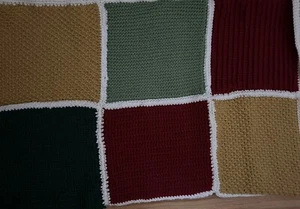 Handmade Crocheted Throw  Squares Of Different Colors  Different Stitches 42x33” - Picture 1 of 7