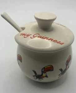 Selten, handbemalt, Guinness, Tukan, Carlton Ware, Senftopf und Löffel, um 1963. - Bild 1 von 4