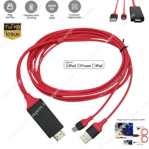 1080 HDMI Phone to TV Cable 6FT Adapter Converter For i-Phone 14/13/11/8/6/i-Pad - Picture 1 of 12