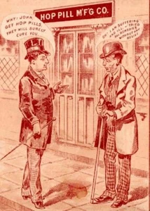 PÍLDORAS DE LÚPULO DE LA DÉCADA DE 1880 CURAR DOLOR DE CABEZA ENFERMO QUEJAS HEPÁTICAS NERVIOSISMO*CHARLATANERÍA*SOMBRERO DE COPA - Imagen 1 de 3