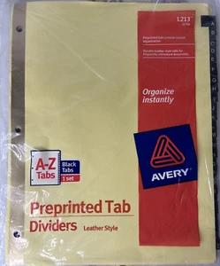 Avery Preprinted Black Leather Tab Dividers A-Z #L213 11350 Pack of 25 8½x11-NEW - Picture 1 of 3