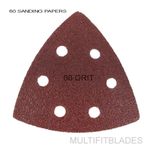 Grandes láminas de lijado oscilantes de gancho triangular y bucle de 60 Grit Hook: paquete de 60 - Imagen 1 de 1