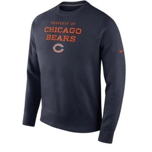 Nike Men's Chicago Bears Club Pullover Stadium Crew Sweatshirt Navy Blue Medium - Picture 1 of 5