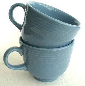 2~PERIWINKLE BLUE~Homer Laughlin~FIESTA~6oz~TEA~Blue Cups~POTTERY~EUC - Picture 1 of 10