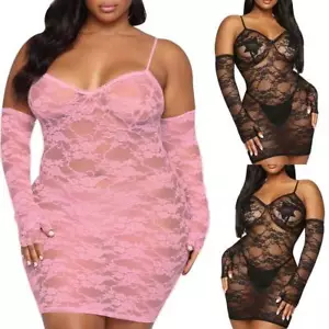 Women's Sexy Lingerie Lace Night Dress Babydoll See Through Underwear Plus Size - Picture 1 of 10
