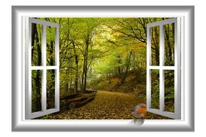VWAQ 3D Bird Wall Sticker Nature Window Decal Peel And Stick Mural - Picture 1 of 2