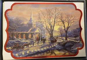 Thomas Kinkade Box of 16 Christmas Cards Painter Of Light Scallop Edge New