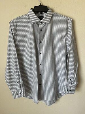 Nordstrom Men's Gray & White Striped Collared Button Down Dress Shirt s 16 1/2 - Image 1 of 4