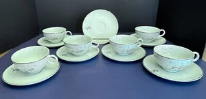 (6) Universal Ballerina Mist Cup & Saucer Sets + Saucer Floral & Stars Permacal - Picture 1 of 10