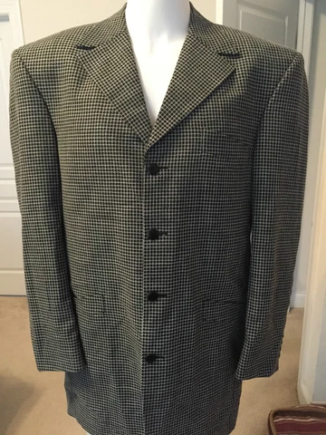 RARE SUIT JACKET TAILORED FOR CALBERT CHEANEY CHECKERED BLACK GRAY BULLETS Cover