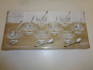 Godinger Dublin Collection 16 pc Shannon Crystal Taster Trifle Bowl & Spoons Set - Picture 1 of 3
