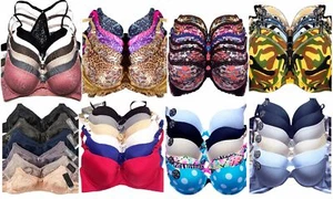 6 Pack 34C-42C Full Coverage Everyday Strapless Bras Plain Push Up Lace Strappy - Picture 1 of 38