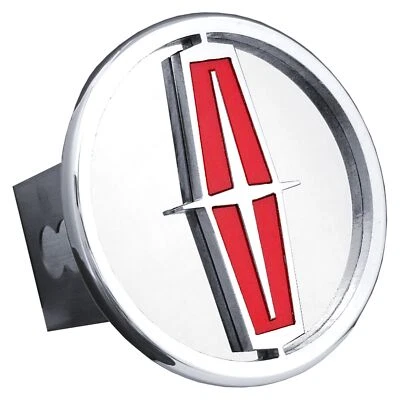 Lincoln Logo Trailer Hitch Cover Plug (Red on Chrome) - Image 1 of 4