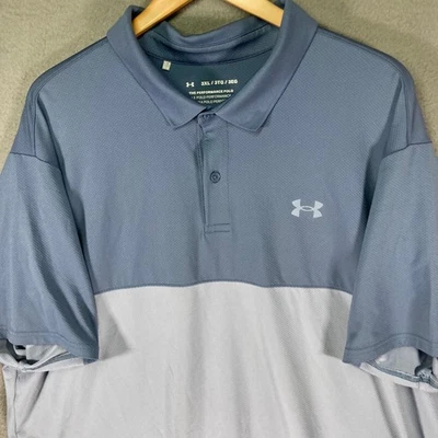 Under Armour Men's 3XL Blue Gray Heatgear Performance Polo Shirt Loose Fit Golf - Image 1 of 4