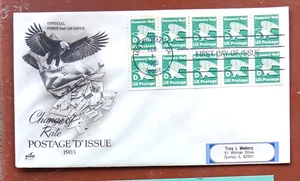 $2.20 BALD EAGLE"D RATE COMPLT 10 STAMP BOOKLET PANE 1985 FDC ARTCRAFT CACHET - Picture 1 of 1