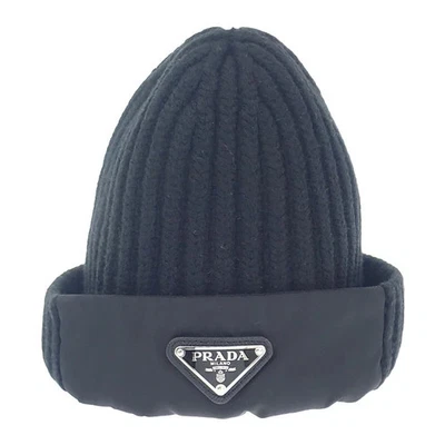 Gorra Prada Shaker Gabardina X Lana Talla M Tejida Nylon Negra Para Hombre Isy *Qsr485 Foto 1 de 4