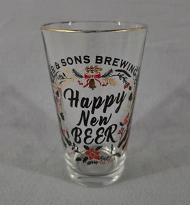 Rahr & Sons Brewing Happy New Beer Pint Glass Shiny Gold Design - Imagen 1 de 5