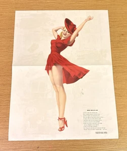 Original Marzo 1940s Varga Esquire Girl Pinup Gatefold ROJO SIGNIFICA IR - Imagen 1 de 7
