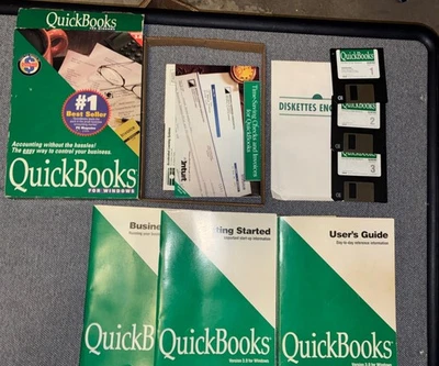 Vintage QuickBooks for Windows Version 3.0 3.5” Disks PC Software with Paperwork - Image 1 of 4