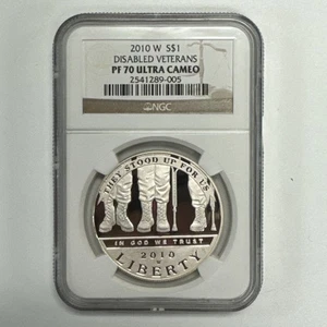 2010-W Disabled Veterans Commem. Silver Dollar NGC PF70 UCAM - Picture 1 of 10