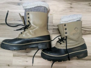 Canada Northwest Territory Duck Snow Lace Up Boots Tan Black Size 6 With Liner - Picture 1 of 5