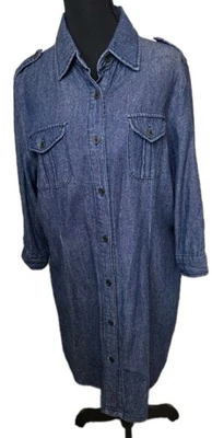 Camisa de vestir Derek Heart Denim para mujer grande 100 % algodón botón frontal utilitario Foto 1 de 4