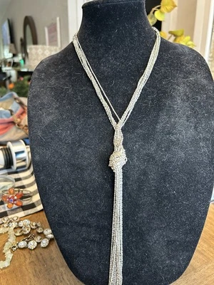 Collar Alfani Tono Plata Multi-Hebra Brillo Cuentas Anudado 18" Largo Foto 1 de 2