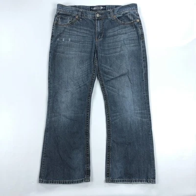 Pantalones de mezclilla Seven7 para hombre 36x30 azul corte bota vaquero occidental bolsillos con solapa Y2K Foto 1 de 4