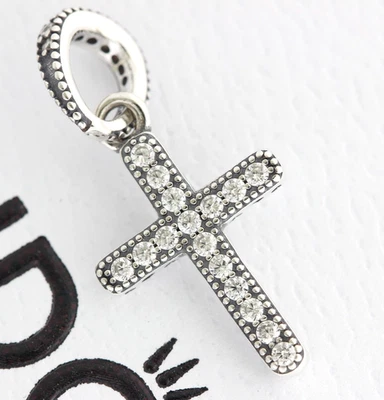 Authentic Pandora Sparking Cross Pendant Jesus Church Charm - Image 1 of 2