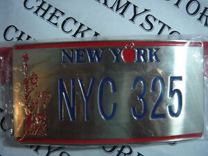 BOUCLE DE CEINTURE MÉTALLIQUE NEW YORK "NYC 325" PLAQUE D'IMMATRICULATION NYC NEUVE FABRIQUÉE À LA MAIN  