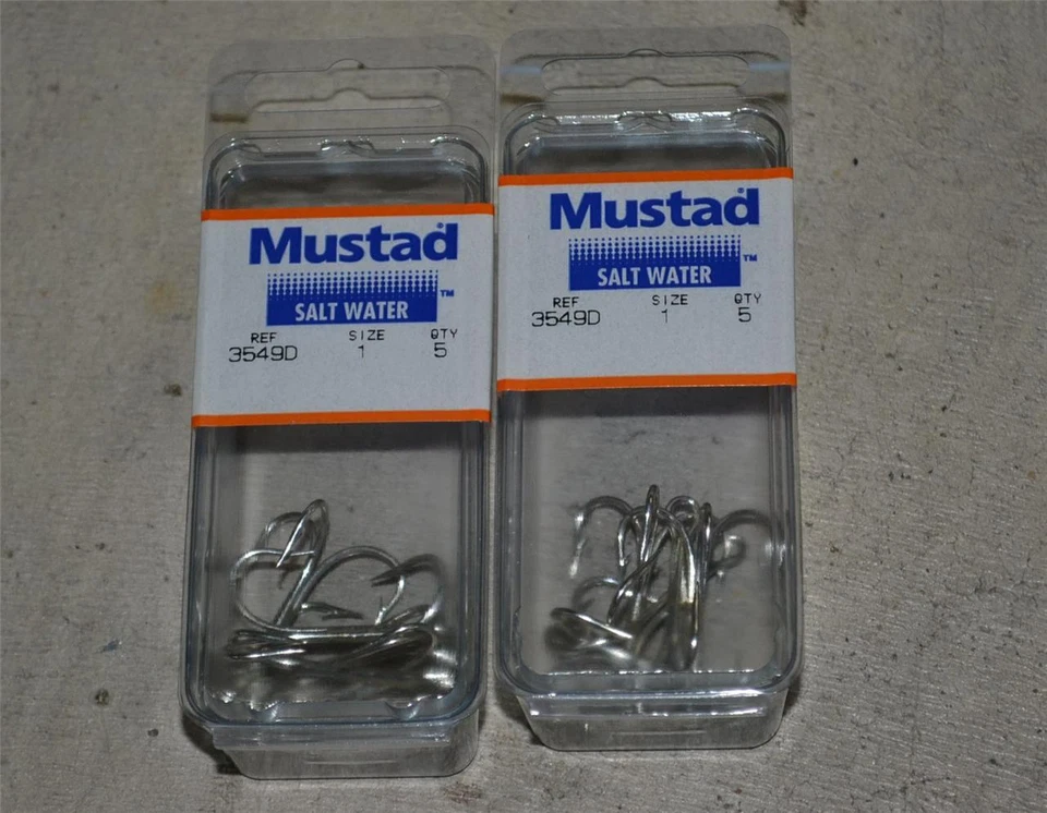 2 paquetes de anzuelos de pescado mostaza tamaño 1 agudos agua salada 3549 3549D duración anillados Foto 1 de 1