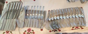 Vintage Flatware Stainless Steel Utensils 6pc Set (plus 6 spoons) Engraved M. - Picture 1 of 5