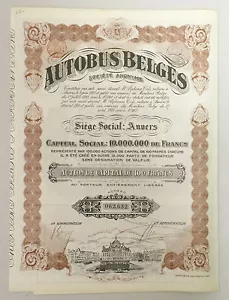 1920s Autobus Belges Bond (Belgian) - Signed with coupons - Picture 1 of 4