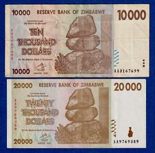 ZIMBABWE - $10000 (RARE) & $20000 (2008) - P-72/73 AA PREFIX - Circulated L2