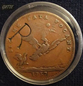 FRANCIA, TOKEN BORGOÑA 1737, ÁGUILA, RESELLADO ""R", EN MUY BUEN ESTADO, ESCASO. - Imagen 1 de 2
