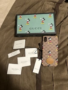 Disney x Gucci Mickey Mouse iPhone XS Max GG Canvas Leather Phone Case With Box - Picture 1 of 6