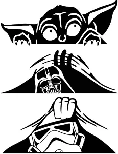 Star Wars Peeping/Peekaboo Neuheit Aufkleber, YODA, STORM TOOPER, DARTH VADER - Bild 1 von 16