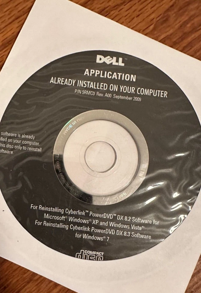 N.I.B. Software Dell Application CD P/N 5RMC0 CYBERLINK PowerDVD DX 8.2 Foto 1 de 1