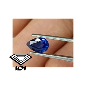 IGI Certified Natural Blue Sapphire Eye Clean Loose 1.00 Ct Gemstone Pear AA+ - Picture 1 of 8