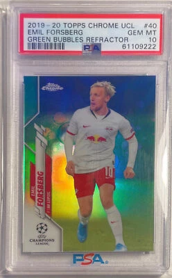EMIL FORSBERG 2019-20 TOPPS CHROME UCL GREEN BUBBLES REFRACTOR 40 PSA 10 POP 1/1 - Image 1 of 2