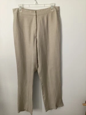 Pantalón 100% Lino Beige Tostado Carrera Core Minimalista Talla 10 Foto 1 de 4