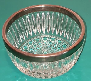 Vintage Silver Rimmed Crystal Candy Bowl 4 7/8" - Picture 1 of 3