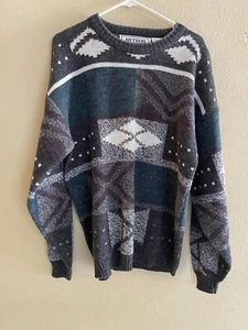 VINTAGE Method Sweater Mens Large Gray Grandpa Baggy Skater Sweatshirt 30% Wool - Picture 1 of 5