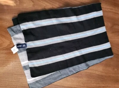 Gap Mens Scarf Wool Knit Blend Black Gray Blue Striped Winter NEW - Image 1 of 3