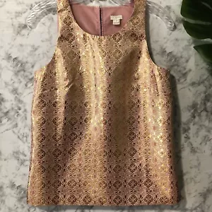 J Crew Sleeveless Blouse Size 0 Womens Metallic Tank Top Golden Camisole - Picture 1 of 13