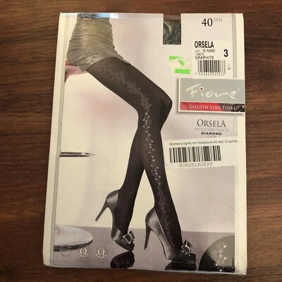 Medias de microfibra Fiore Orsela negras con estampado de 40 den aspecto diamante talla 3 Foto 1 de 2
