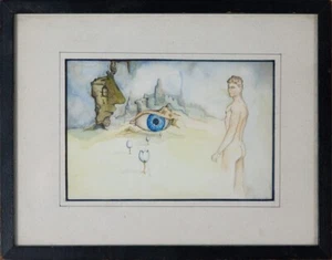 Signed Surrealist Watercolour Painting by Pierson Ttiled ' The Gaze' 1965 - Picture 1 of 7